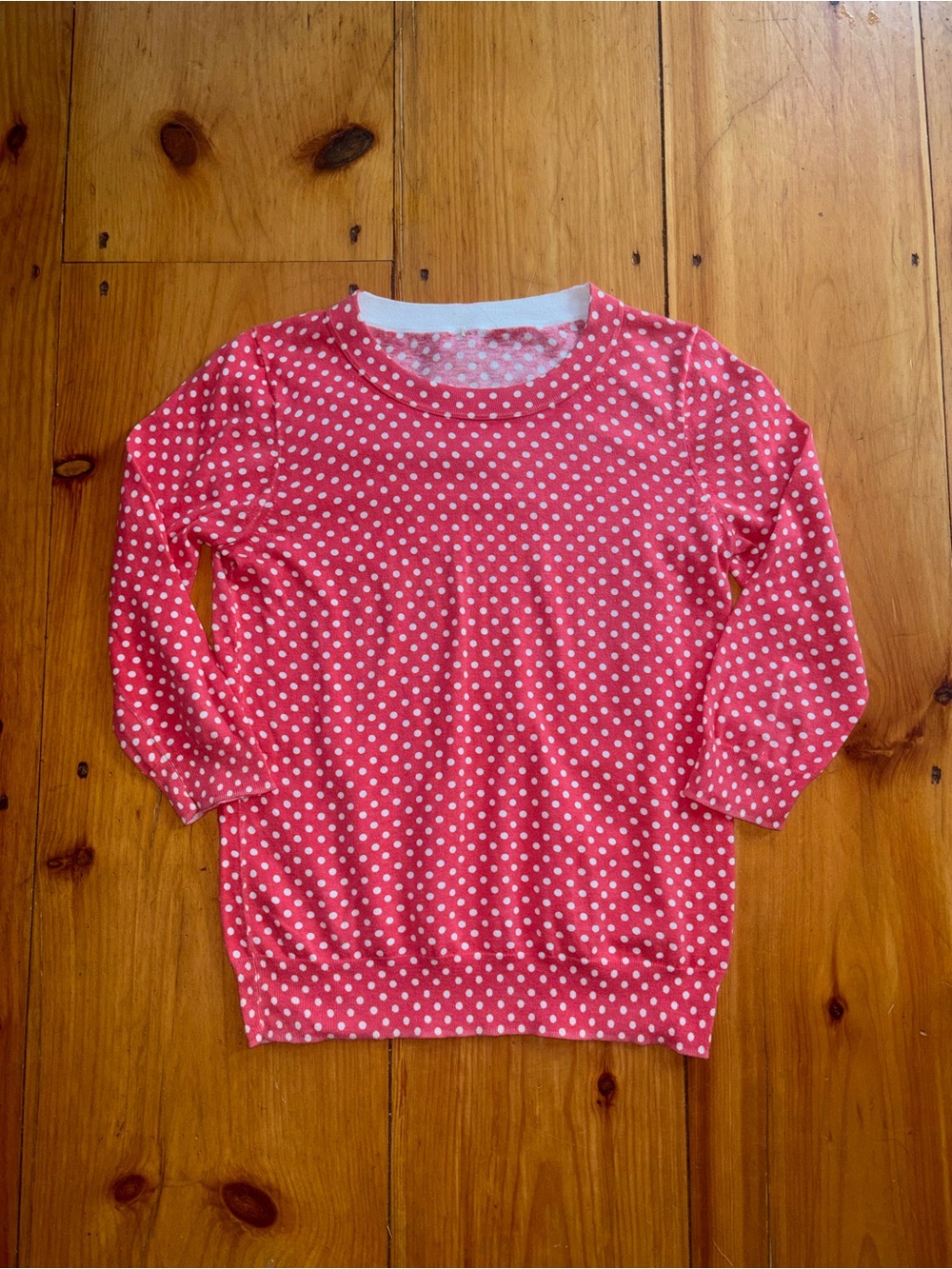 Pink & White Polka Dot Lightweight Quarter Sleeve Top